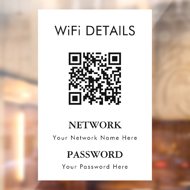 WiFi Network Access | QR Code Password Display Window Cling (Sheet 2)