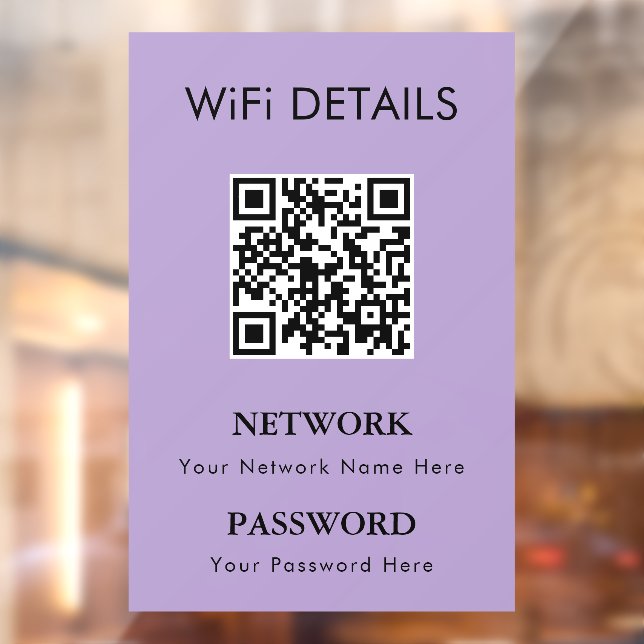 WiFi Network Access | QR Code Password Display Window Cling (Sheet 2)