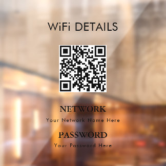 WiFi Network Access | QR Code Password Display Window Cling