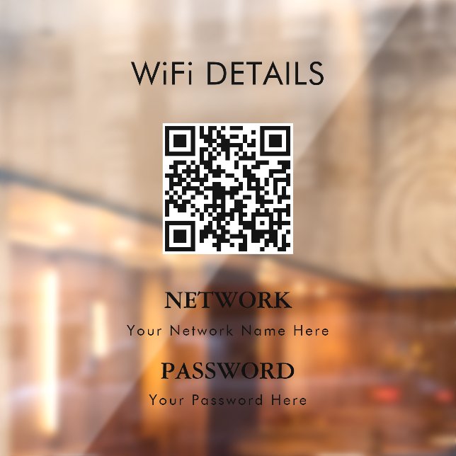 WiFi Network Access | QR Code Password Display Window Cling (Sheet 2)