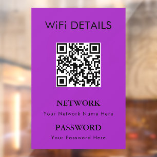 WiFi Network Access QR Code Password Display Window Cling