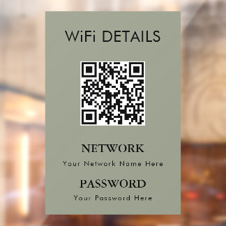 WiFi Network Access | QR Code Password Display Window Cling