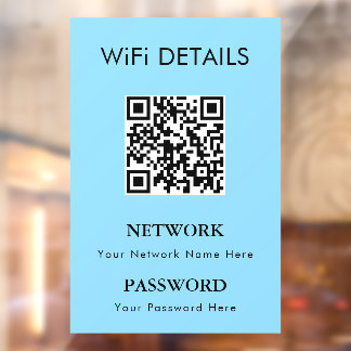 WiFi Network Access | QR Code Password Display Window Cling