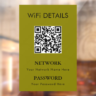 WiFi Network Access   QR Code Password Display Window Cling