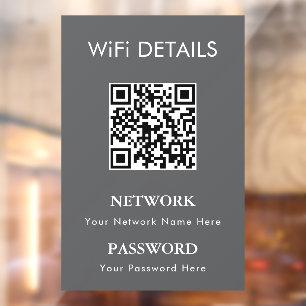 WiFi Network Access QR Code Password Display Window Cling