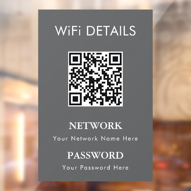 WiFi Network Access | QR Code Password Display Window Cling (Sheet 2)