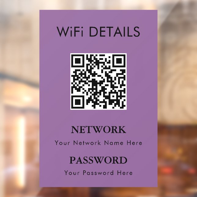 WiFi Network Access | QR Code Password Display Window Cling (Sheet 2)