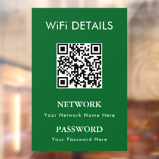 WiFi Network Access | QR Code Password Display Window Cling