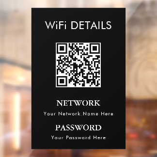 WiFi Network Access | QR Code Password Display Window Cling