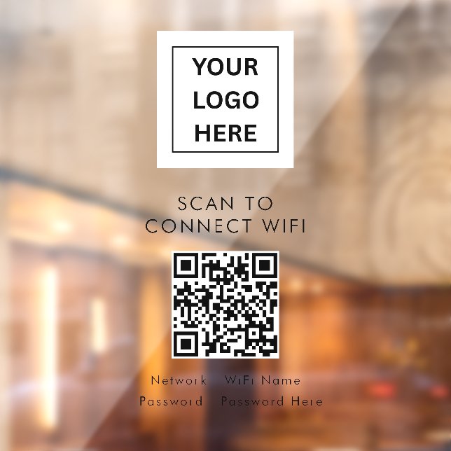 WiFi Network Access | QR Code Password Display Window Cling (Sheet 2)