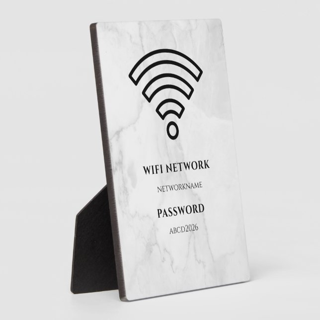 Wifi Network and Password Black Plaque (Side)