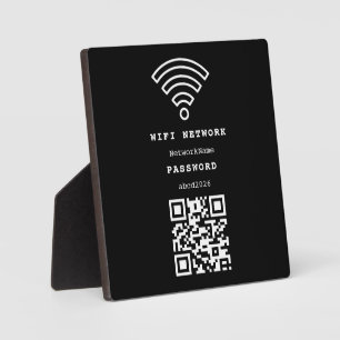 Wifi Network and Password Black Plaque