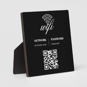 Wifi Network and Password Black Plaque