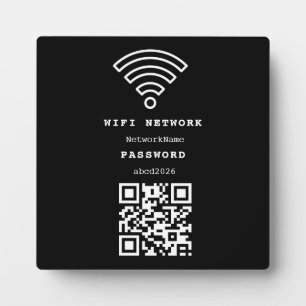 Wifi Network and Password Black Plaque