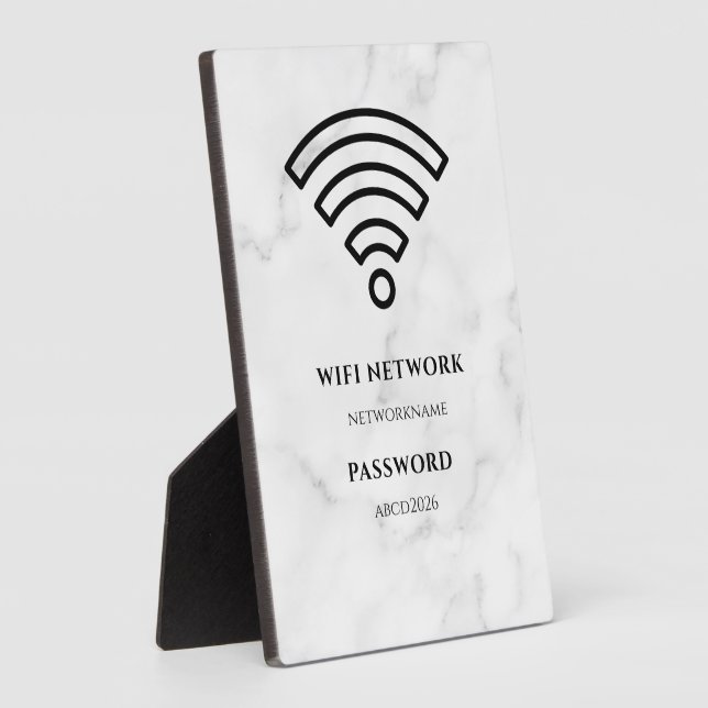 Wifi Network and Password Black Plaque (Side)