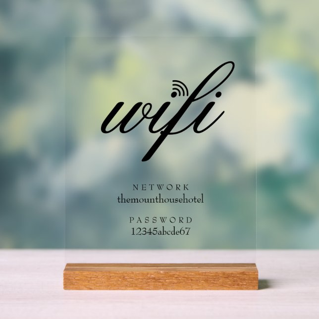 Wifi Network and Password Business Retail Acrylic Sign (Neutral)