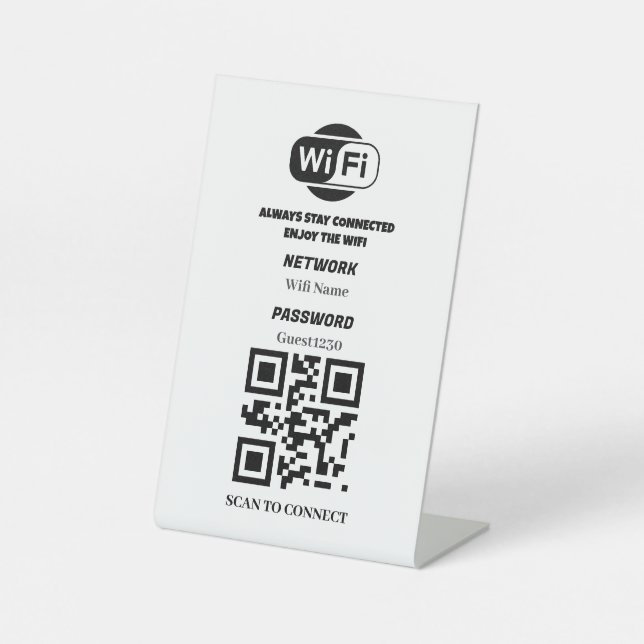 Wifi Network and Password Business Retail Pedestal Sign (Front)