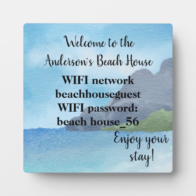 Wifi Network and Password Business Retail Plaque (Front)