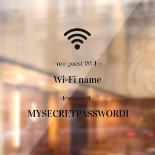 Wifi Network and Password Business Retail Window Cling