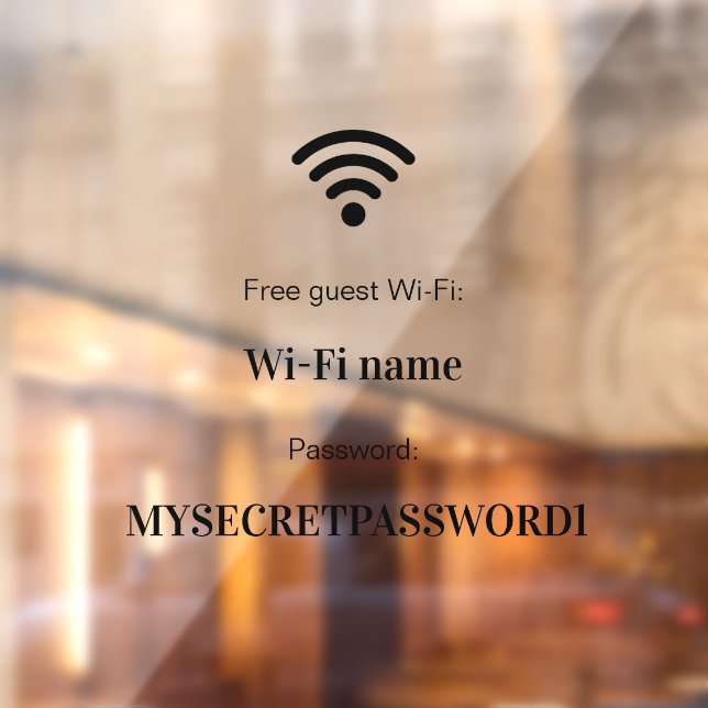 Wifi Network and Password Business Retail Window Cling (Sheet 2)