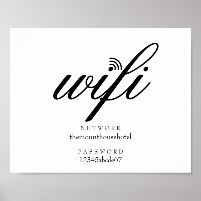 Wifi Network and Password Sign (Front)