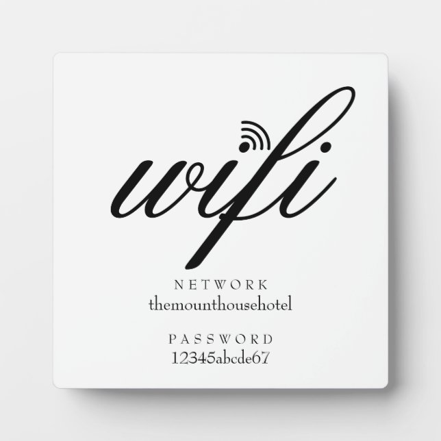 Wifi Network and Password Sign Plaque (Front)