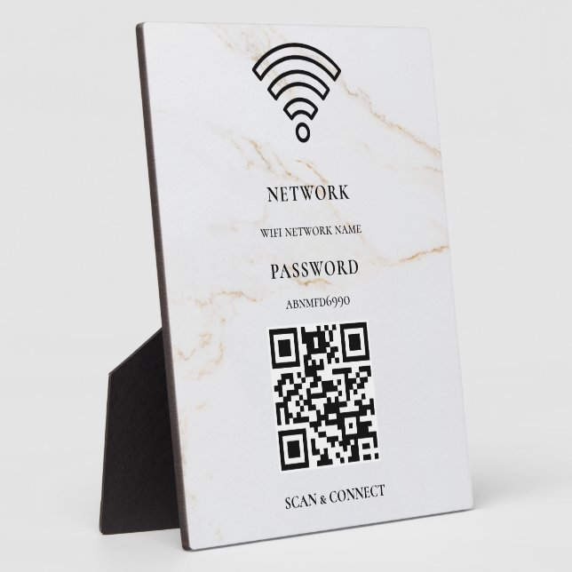 Wifi Network and Password White Plaque (Side)