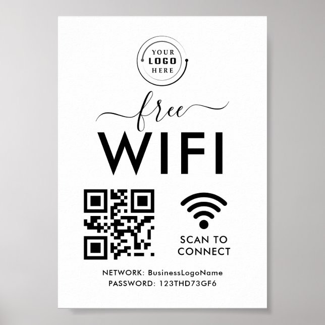 Wifi Network and QR Code Scan Business Retail Poster (Front)