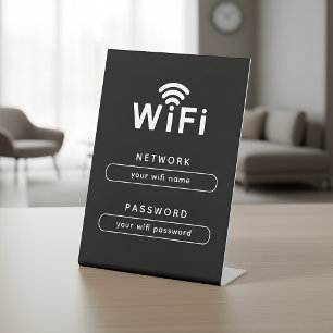 WIFI Network Login Table Sign   Simple Sleek Black