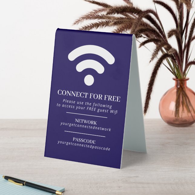 Wifi network passcode guest info custom blue white (In SItu (Table))