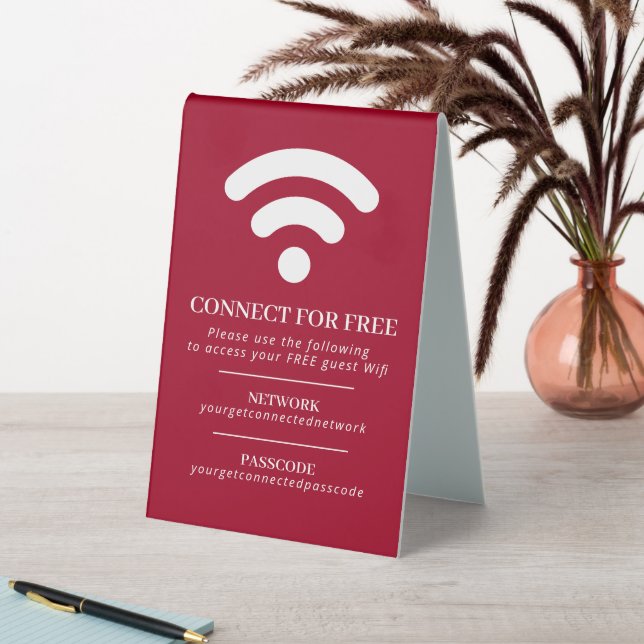 Wifi network passcode info custom red white (In SItu (Table))