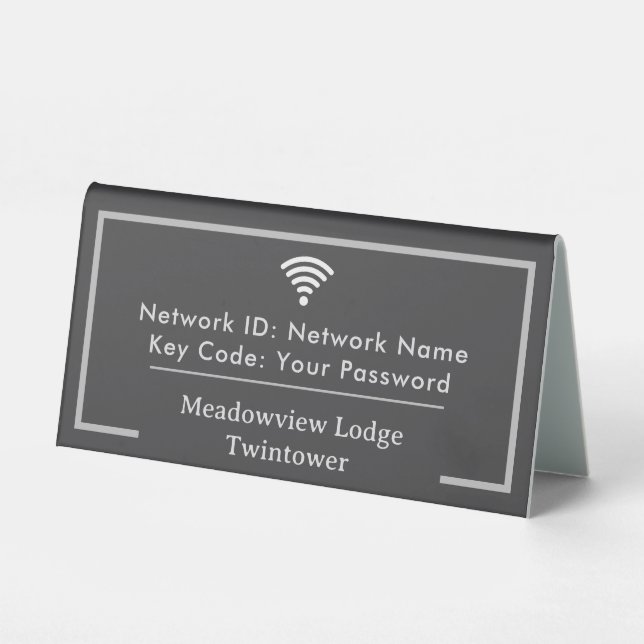 WiFi Network Password Desk Sign Table Tent (Front)