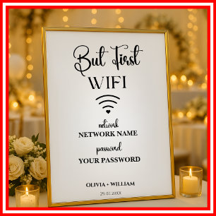 Wifi Network Password Elegant Modern Wedding Sign
