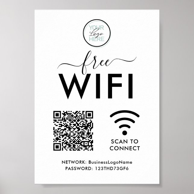 WIFI Network Password QR Code Poster (Front)