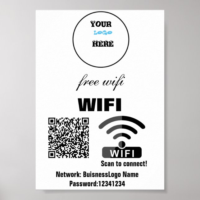 WIFI Network Password QR Code Poster (Front)