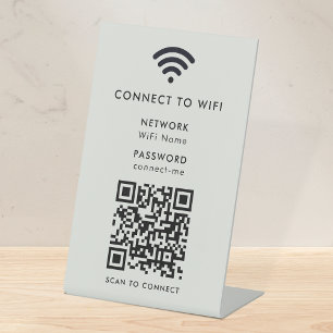 Wifi Network Password QR Code Scan to Connect Grey Pedestal Sign