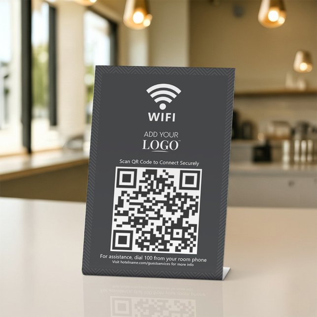 WiFi Network Password Scan to Connect QR Code Logo Pedestal Sign (Creator Uploaded)