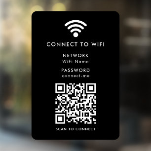 Wifi Network   QR Code Internet Password Black Win Window Cling