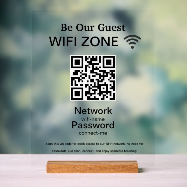 Wifi Network | QR Code Internet Scan to Connect Acrylic Sign (Neutral)