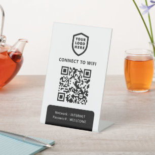 Wifi Network   QR Code Internet Scan to Connect Pedestal Sign