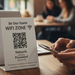 Wifi Network   QR Code Internet Scan to Connect Pedestal Sign