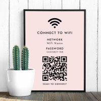 Wifi Network QR Code Internet Scan to Connect Pink