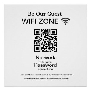 Wifi Network   QR Code Internet Scan to Connect Poster