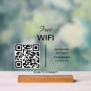 Wifi Network QR Code Scan to Connect Modern Acrylic Sign