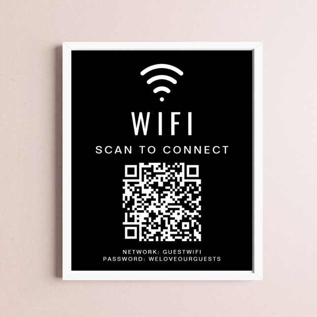 Wifi Network Scan to Connect QR Code Black Poster (Creator Uploaded)
