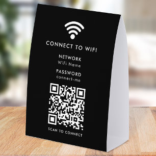 WiFi Network Table Tent QR Paper Tabletop Sign