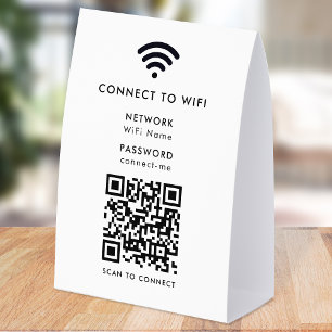 WiFi Network Table Tent QR Paper Tabletop Sign