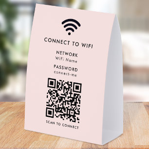 WiFi Network Table Tent QR Paper Tabletop Sign