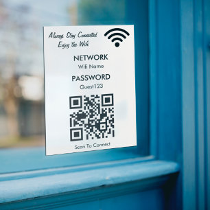 Wifi Network With QR Code Custom Text For Guests