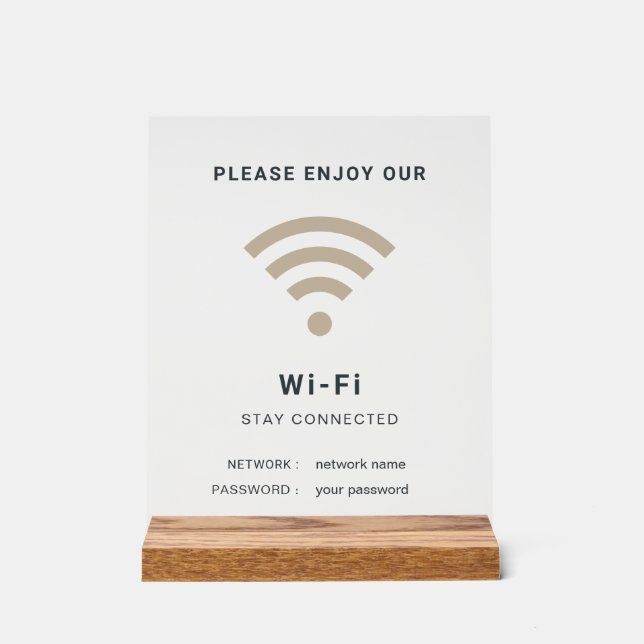 Wifi Password and Network Personalised  Acrylic Sign (Front)